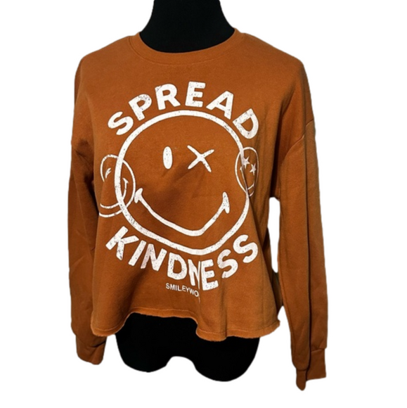 Orange smiley face long sleeve crop top - Picture 1 of 2